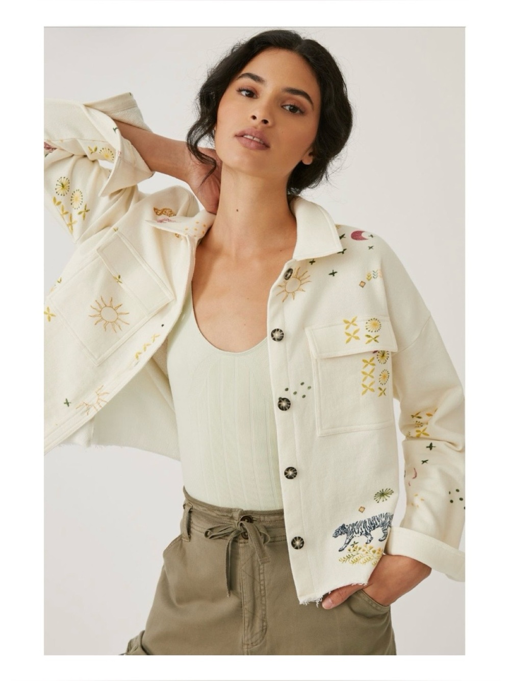 NWOT Anthropologie Pilcro Shirt Jacket In Cream Size XS